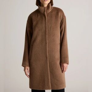 Quince Brown Alpaca-Wool Stand Collar Coat in Large